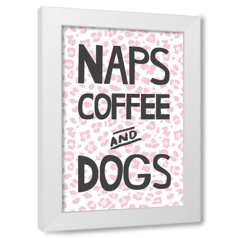 Naps Coffee Dogs 3 White Modern Wood Framed Art Print by McCully, Jennifer