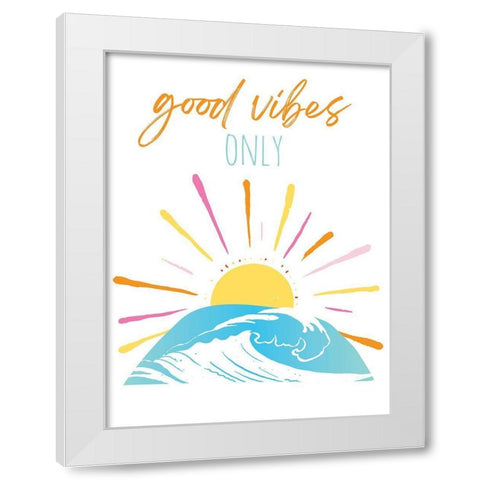 Good Vibes Only Rainbow White Modern Wood Framed Art Print by McCully, Jennifer