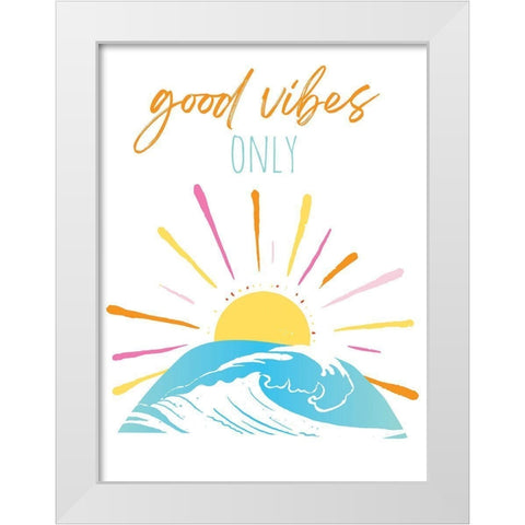 Good Vibes Only Rainbow White Modern Wood Framed Art Print by McCully, Jennifer
