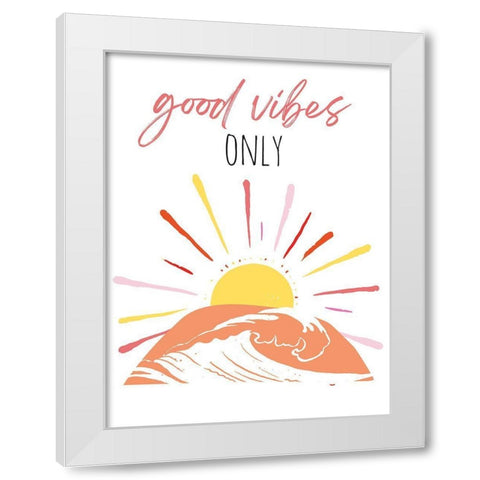 Good Vibes Only Pinks White Modern Wood Framed Art Print by McCully, Jennifer