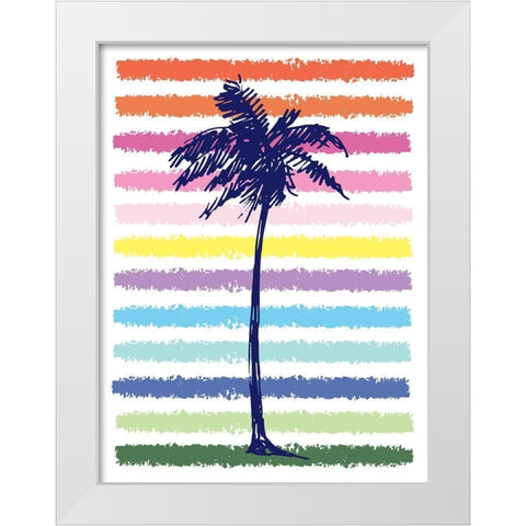Rainbow Palm Tree White Modern Wood Framed Art Print by McCully, Jennifer