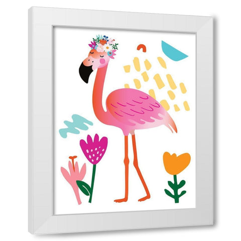 Flamingo White Modern Wood Framed Art Print by McCully, Jennifer