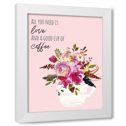 Love And Good Coffee 2 White Modern Wood Framed Art Print by McCully, Jennifer