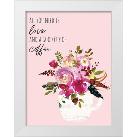 Love And Good Coffee 2 White Modern Wood Framed Art Print by McCully, Jennifer