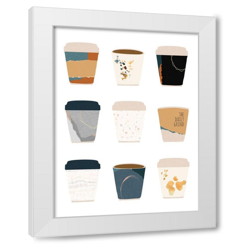 To Go Coffee Cup Variety White Modern Wood Framed Art Print by McCully, Jennifer