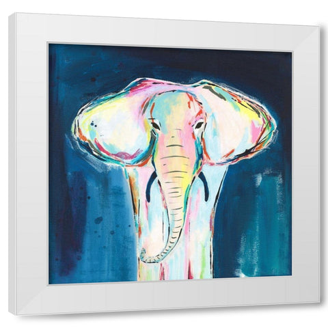 Tie Dye Elephant White Modern Wood Framed Art Print by McCully, Jennifer