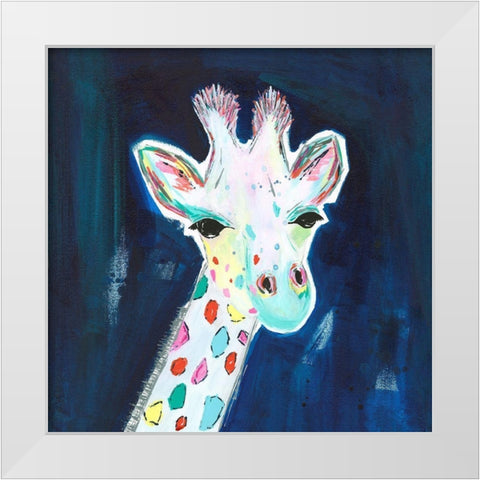 Tie Dye Giraffe White Modern Wood Framed Art Print by McCully, Jennifer