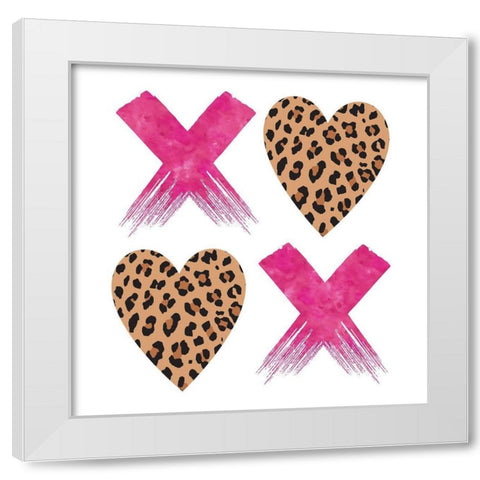 XOXO Leopard. White Modern Wood Framed Art Print by McCully, Jennifer