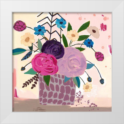 Plum Floral White Modern Wood Framed Art Print by McCully, Jennifer