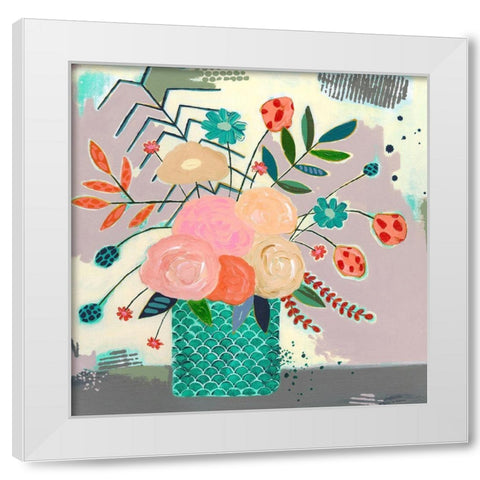 Wild Pickins Floral White Modern Wood Framed Art Print by McCully, Jennifer