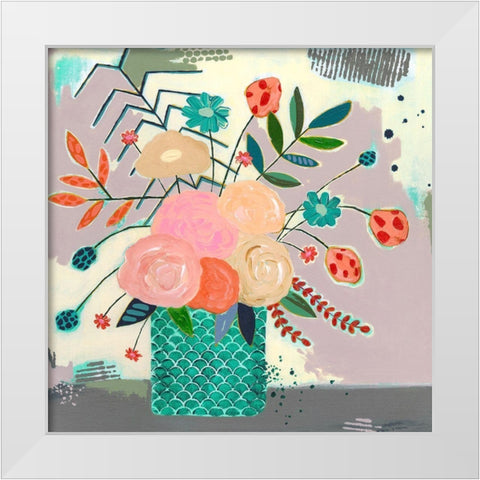 Wild Pickins Floral White Modern Wood Framed Art Print by McCully, Jennifer