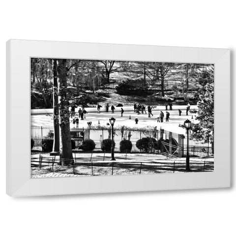 Central Park Skating White Modern Wood Framed Art Print by Grey, Jace