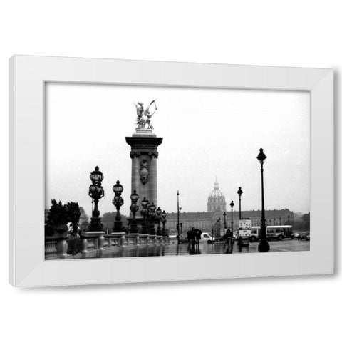 Paris Rain White Modern Wood Framed Art Print by Grey, Jace