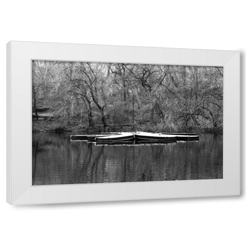 Central Park Rowboats Together White Modern Wood Framed Art Print by Grey, Jace