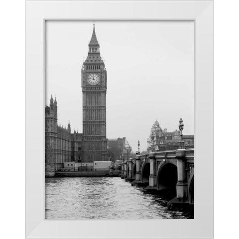 London Big Ben White Modern Wood Framed Art Print by Grey, Jace