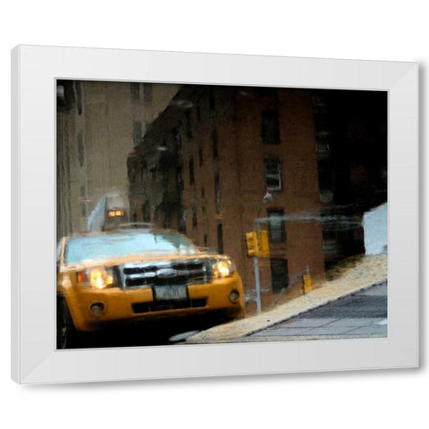 NYC Taxi Puddle 0643 E White Modern Wood Framed Art Print by Pica, Jeff