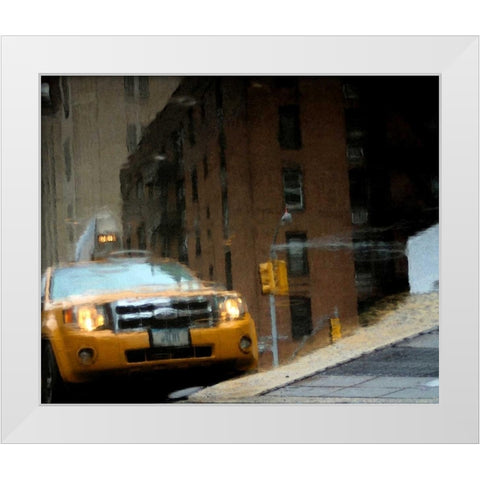 NYC Taxi Puddle 0643 E White Modern Wood Framed Art Print by Pica, Jeff