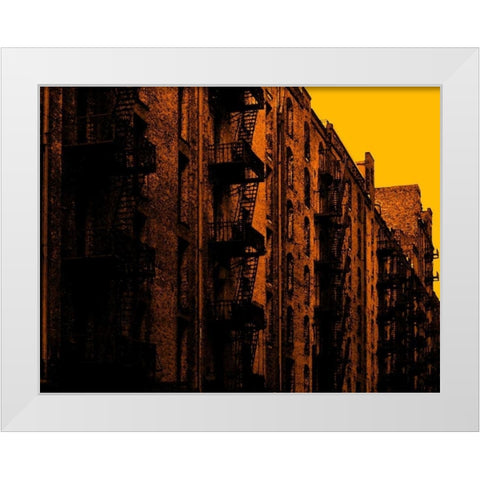 Fire Escapes White Modern Wood Framed Art Print by Pica, Jeff