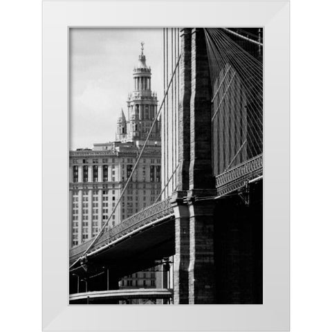 Brooklyn Bridge and Civic Center White Modern Wood Framed Art Print by Pica, Jeff
