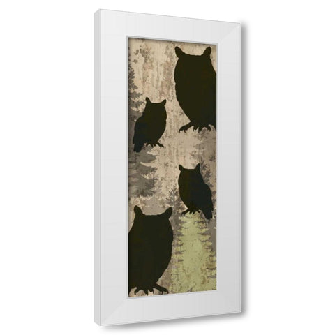 Owls and Pines White Modern Wood Framed Art Print by Allen, Kimberly