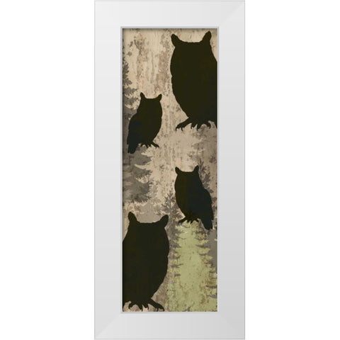 Owls and Pines White Modern Wood Framed Art Print by Allen, Kimberly