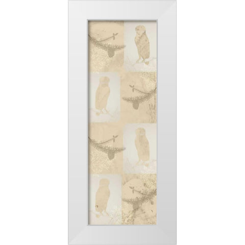 Cream Owl Silhouette White Modern Wood Framed Art Print by Allen, Kimberly
