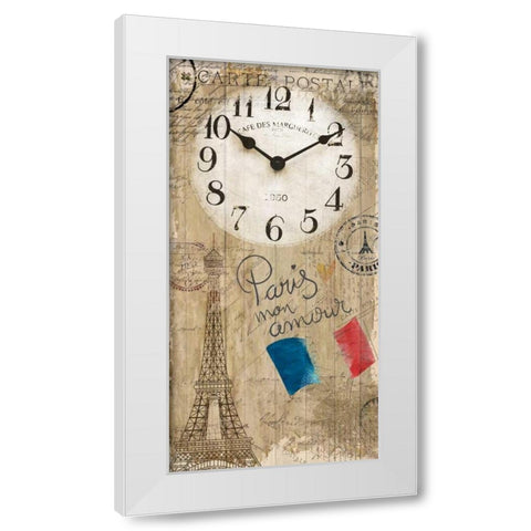 Paris Clock White Modern Wood Framed Art Print by Allen, Kimberly