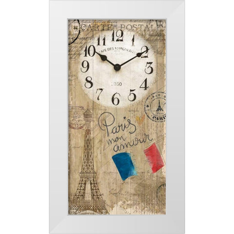 Paris Clock White Modern Wood Framed Art Print by Allen, Kimberly