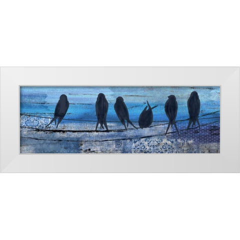 Birds in Blue White Modern Wood Framed Art Print by Allen, Kimberly
