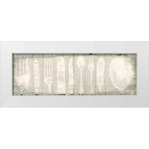 Antique Cutlery White Modern Wood Framed Art Print by Allen, Kimberly