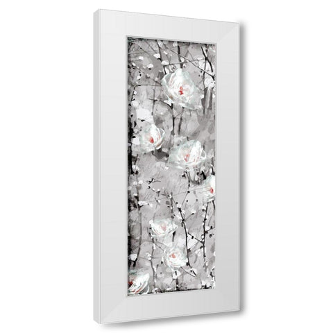 Blooming in White 1 White Modern Wood Framed Art Print by Kimberly, Allen