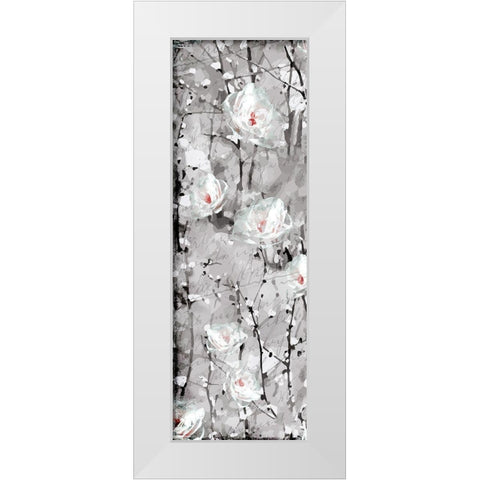 Blooming in White 1 White Modern Wood Framed Art Print by Kimberly, Allen