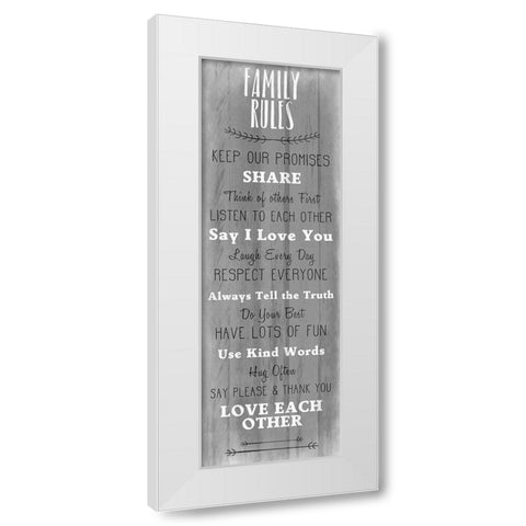 Family Rules v5 White Modern Wood Framed Art Print by Kimberly, Allen