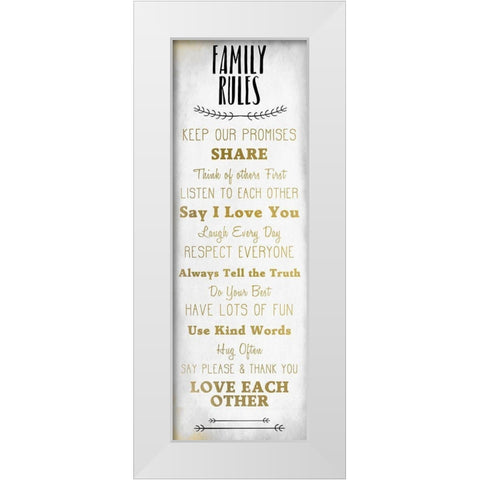 Family Rules v6 White Modern Wood Framed Art Print by Kimberly, Allen