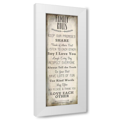 Family Rules v2 White Modern Wood Framed Art Print by Kimberly, Allen