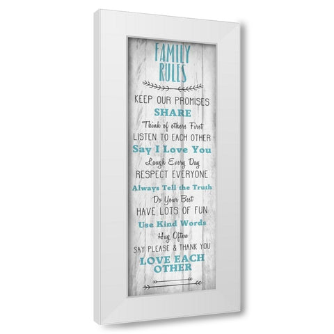 Family Rules v3 White Modern Wood Framed Art Print by Kimberly, Allen