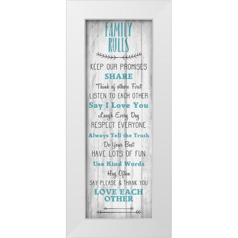 Family Rules v3 White Modern Wood Framed Art Print by Kimberly, Allen