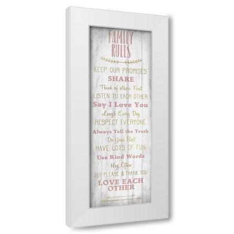 Family Rules v4 White Modern Wood Framed Art Print by Kimberly, Allen