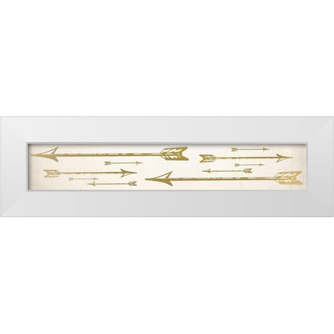 Golden Arrows White Modern Wood Framed Art Print by Kimberly, Allen