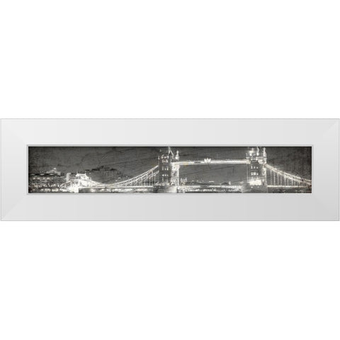London Bridge at Night White Modern Wood Framed Art Print by Kimberly, Allen