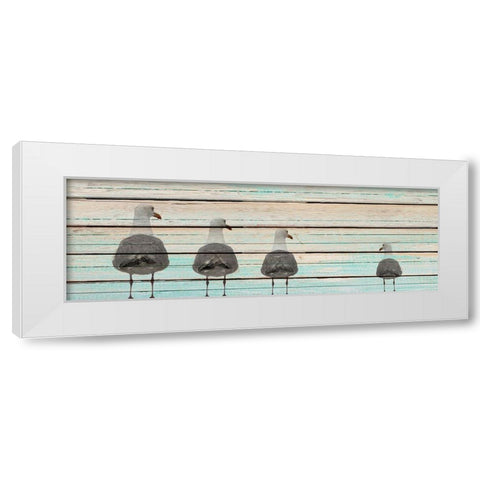 Seagulls White Modern Wood Framed Art Print by Kimberly, Allen