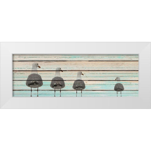 Seagulls White Modern Wood Framed Art Print by Kimberly, Allen