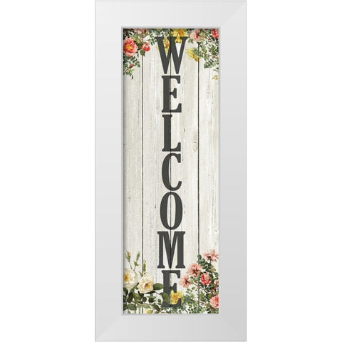 Welcome White Modern Wood Framed Art Print by Kimberly, Allen