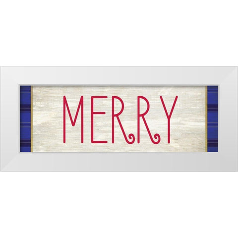 MERRY White Modern Wood Framed Art Print by Kimberly, Allen