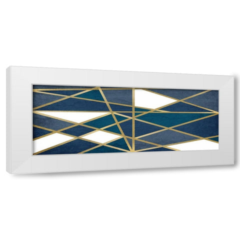 Gold and Blue Maze v2 White Modern Wood Framed Art Print by Kimberly, Allen
