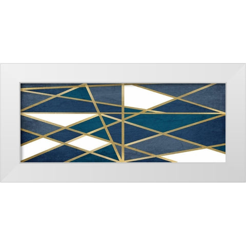 Gold and Blue Maze v2 White Modern Wood Framed Art Print by Kimberly, Allen