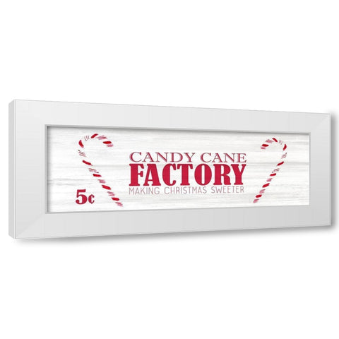 Candy Cane Factory 1 White Modern Wood Framed Art Print by Kimberly, Allen