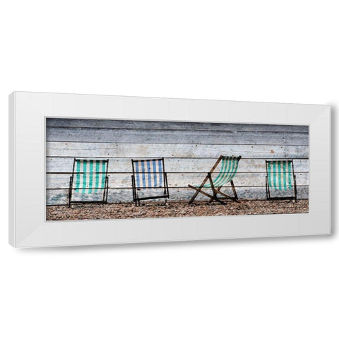 Sitting on the Beach White Modern Wood Framed Art Print by Kimberly, Allen