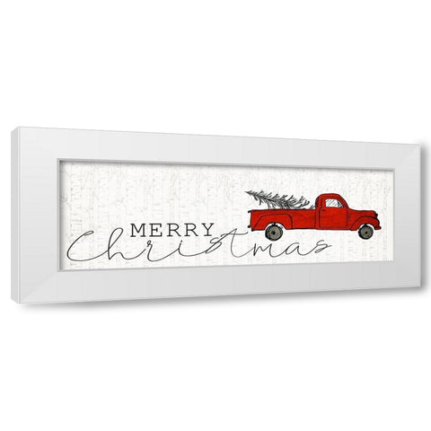 Merry Christmas Truck White Modern Wood Framed Art Print by Kimberly, Allen