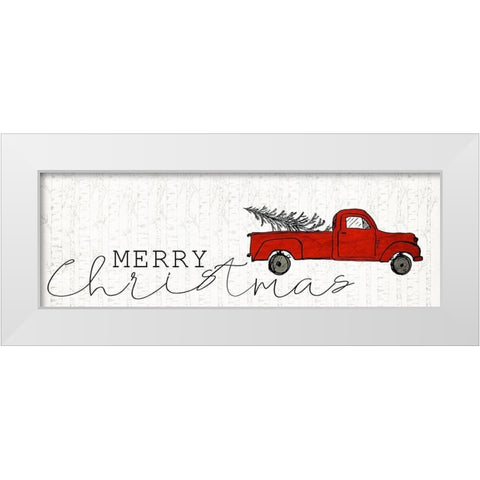 Merry Christmas Truck White Modern Wood Framed Art Print by Kimberly, Allen
